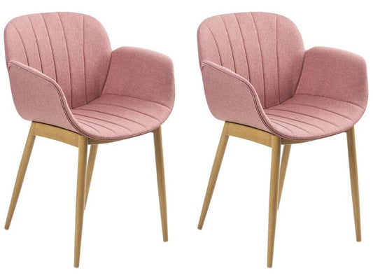Conjunto de 2 sillas rosa/madera