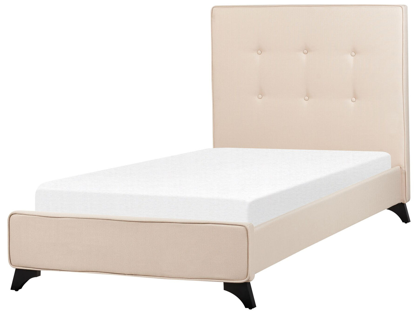 Cama con somier de poliéster beige/negro 90 x 200 cm