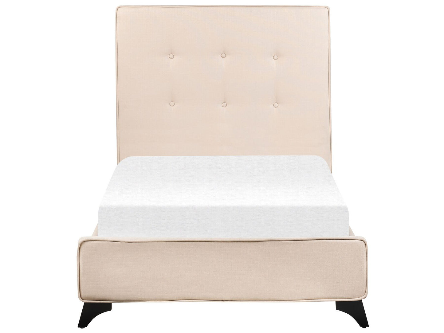 Cama con somier de poliéster beige/negro 90 x 200 cm