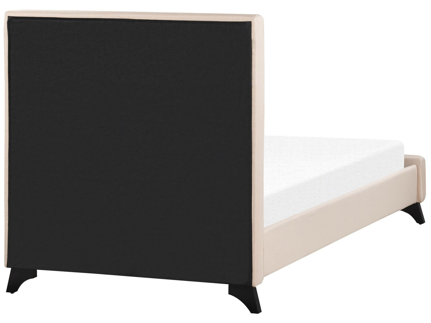 Cama con somier de poliéster beige/negro 90 x 200 cm