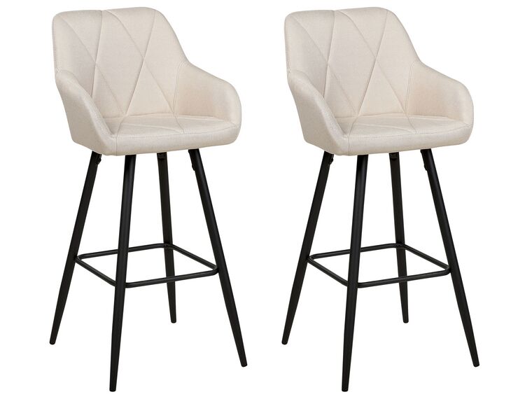 Conjunto de 2 sillas de bar de poliéster beige claro/negro