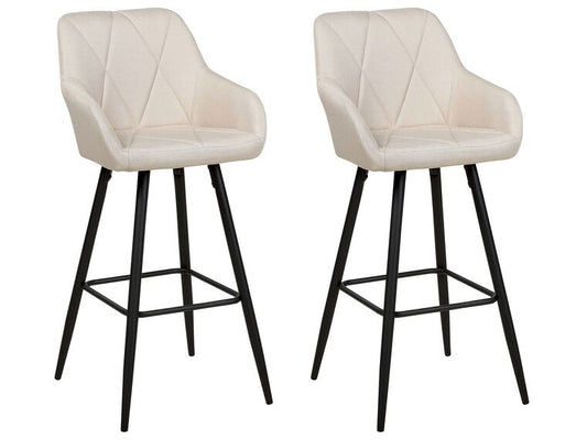 Conjunto de 2 sillas de bar de poliéster beige claro/negro