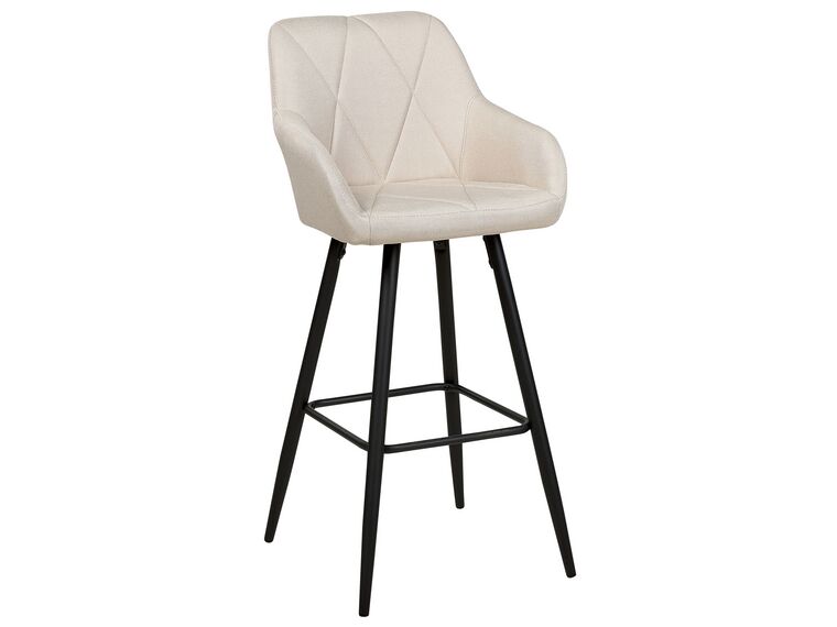 Conjunto de 2 sillas de bar de poliéster beige claro/negro