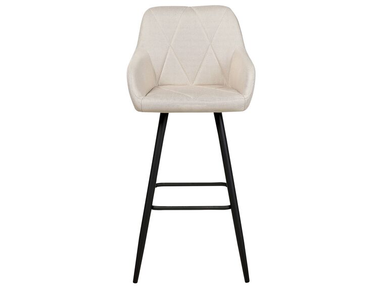 Conjunto de 2 sillas de bar de poliéster beige claro/negro