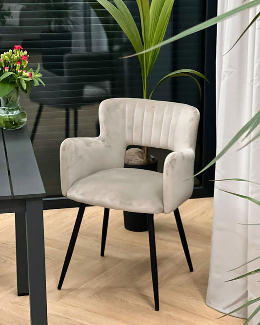 Conjunto de 2 Silla de comedor de Terciopelo Gris pardo