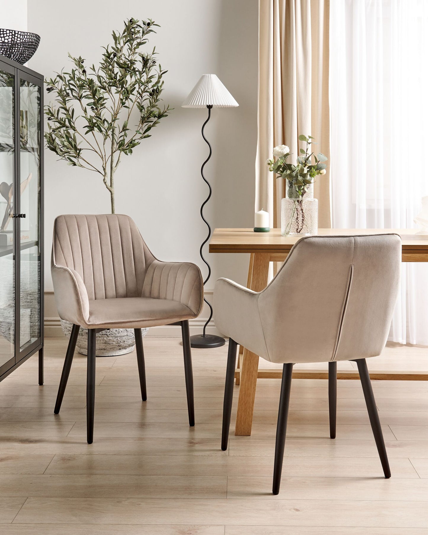 Conjunto de 2 Sillas de comedor Terciopelo Gris pardo
