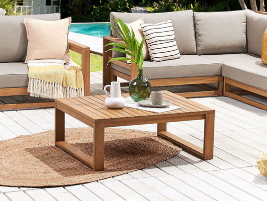 Mesa de centro de madera de acacia clara certificada 90 x 75 cm