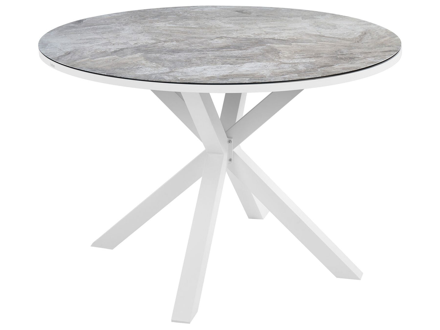 Mesa de jardín blanca con efecto mármol ⌀ 120 cm