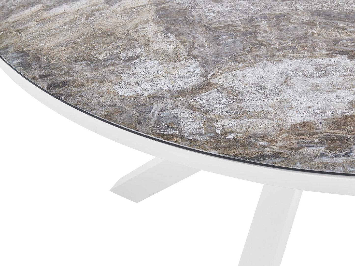 Mesa de jardín blanca con efecto mármol ⌀ 120 cm